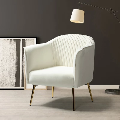 Velvet Barrel Chair With Goden Base Contemporary And Classic Velvet Accent Chair For Living Room | Karat Home