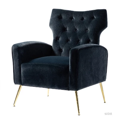 Raphael Velvet Tufted Upholstered Wingback Chair Accent Wingback Silhouette With Diamond Button Tufting | Karat Home - Image 10