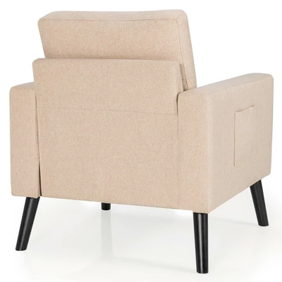 Costway Set Of 2 Upholstered Accent Chair Single Sofa Armchair W/ Wooden Legs - Image 8