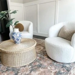 Bella Swivel Barrel Chairs Set Of 2,Modern Soft Touch 28'' Seat Width Teddy Swivel Chair,Armrest 360° Swivel Nursery Chair-The Pop Maison