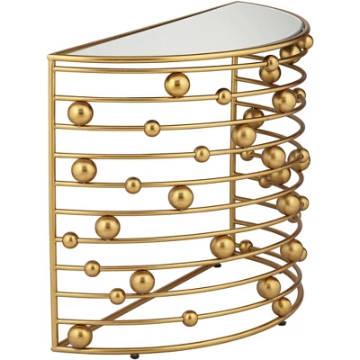 55 Downing Street Modern Gold Console Table 36 3/4" X 15 5/8" With Mirrored Tabletop Rail Bead For Living Room Bedroom Bedside - Image 5