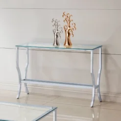 Saide Console Sofa Table With Glass Top Chrome - Coaster