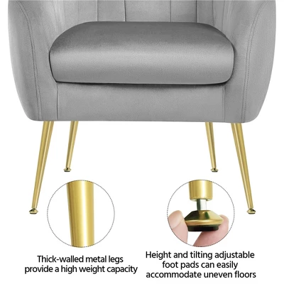 Yaheetech Velvet Accent Armchair Barrel Chair With Metal Legs For Living Room - Image 4