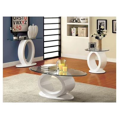 Ozzy High Gloss Oval Glass Top Sofa Table White - MiBasics - Image 2