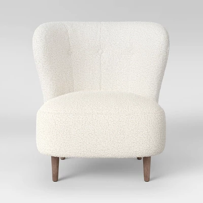 Maxton Modern Faux Sherling Wingback Chair White - Threshold™ - Image 2