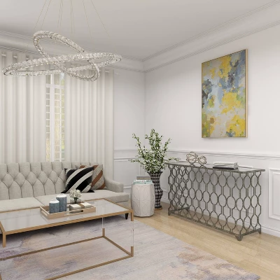 Contemporary Metal Pattern Console Table Silver - Olivia & May - Image 15