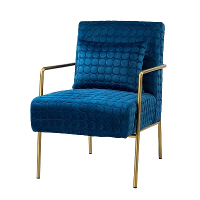 Javier Upholstered Armchair With Metal Legs And Lumbar Pillow For Living Room | ARTFUL LIVING DESIGN