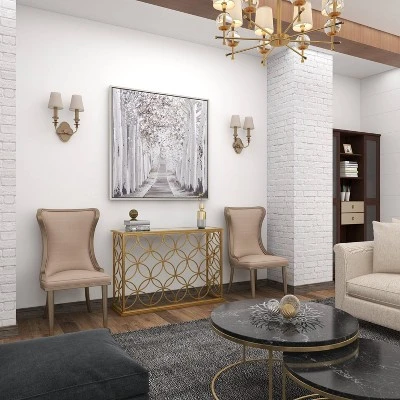 Rectangular Traditional Modern Metal Console Table Gold - Olivia & May - Image 13