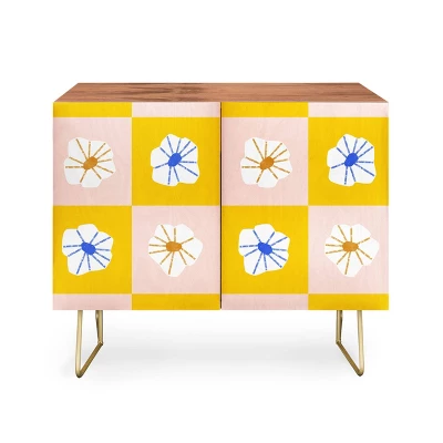 Maritza Lisa White Checkered Flowers Credenza - Deny Designs - Image 6