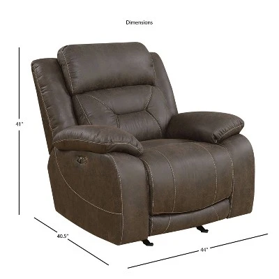 Aria Power Glider Recliner With Power Head Rest Saddle Brown - Steve Silver Co. - Image 5