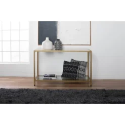 47" Camber Modern Glass Console Table Gold - Studio Designs Home