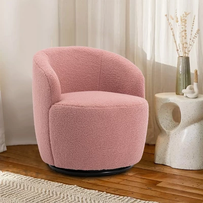 Fannie 25.60'' Wide Small Size Boucle Upholstered 360° Swivel Barrel Chair-The Pop Maison - Image 14