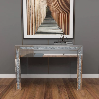 Glam Mirror And Glass Console Table Desk Silver - Olivia & May - Image 19