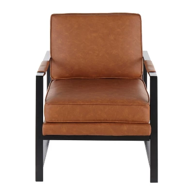 Franklin Armchair With Faux Leather Black/Camel Brown - LumiSource - Image 4