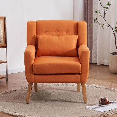 FERPIT Wooden Upholstered Accent Chair Solid Armchair - Image 9