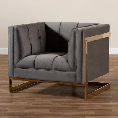 Ambra Velvet Armchair - Baxton Studio - Image 8