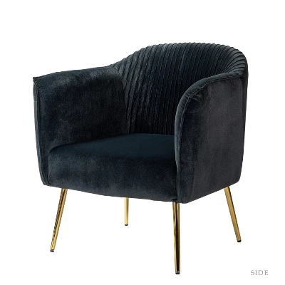 Velvet Barrel Chair With Goden Base Contemporary And Classic Velvet Accent Chair For Living Room | Karat Home - Image 16