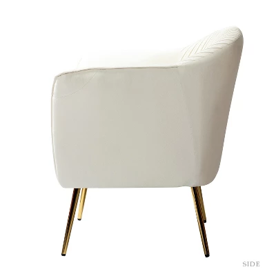 Velvet Barrel Chair With Goden Base Contemporary And Classic Velvet Accent Chair For Living Room | Karat Home - Image 2