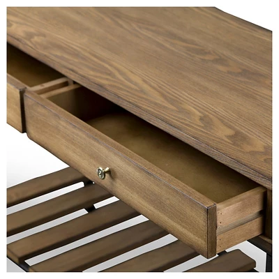 Newcastle Wood And Metal Console Table Criss-Cross - Baxton Studio - Image 2