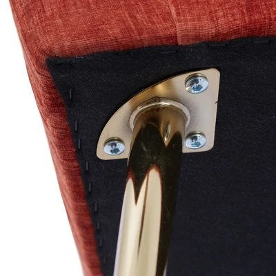 29.5" Modern Chenille Accent Armchair With Gold Metal Legs And Throw Pillow - ModernLuxe - Image 10