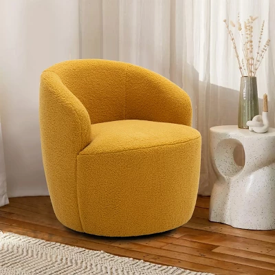 Fannie 25.60'' Wide Small Size Boucle Upholstered 360° Swivel Barrel Chair-The Pop Maison - Image 11