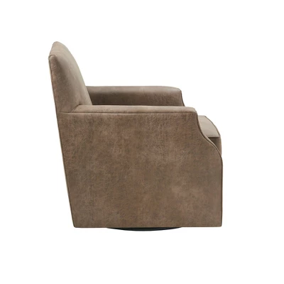 Glaser Faux Leather Swivel Chair Brown - Madison Park - Image 3