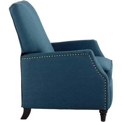 Studio 55D Katy Bold Blue Recliner Chair Modern Armchair Comfortable Push Back Manual Reclining Footrest Pewter Nailhead For Bedroom Living Room House - Image 8