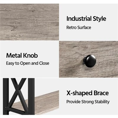 Yaheetech Vintage Wooden Console Table With 1 Drawer And 2 Open Shelves - Image 3