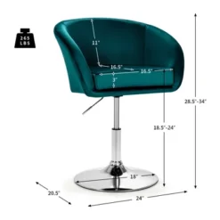 Costway Modern Velvet Chair Height Adjustable Bar Stool Swivel Makeup Seat