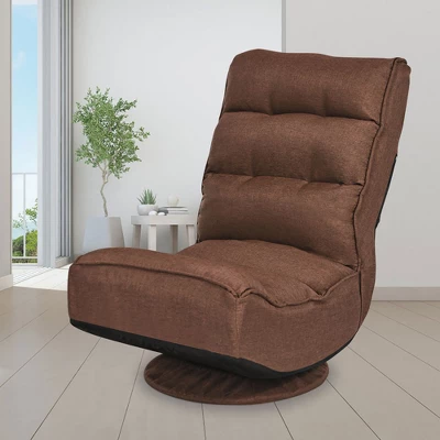 Costway Gaming Chair Fabric 6-Position Folding Lazy Sofa 360 Degree Swivel Coffee - Image 2