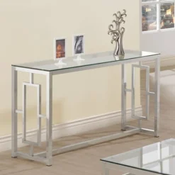 Merced Console Sofa Table With Glass Top Nickel - Coaster