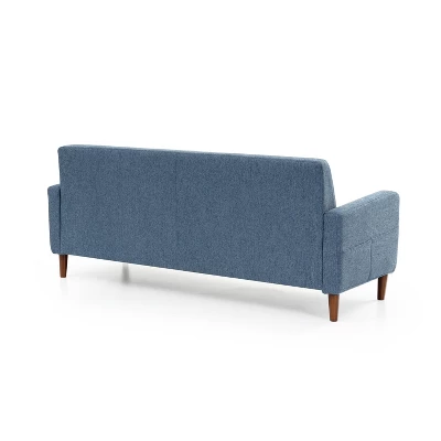Adair Mid-Century Modern Sofa Couch With Armrest Pockets Tufted Linen Fabric - Mellow - Image 3