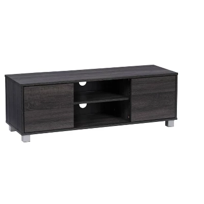 Hollywood Wood Grain TV Stand For TVs Up To 55" With Doors Dark Gray - CorLiving - Image 2