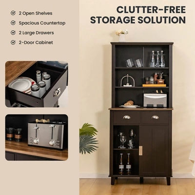 Tangkula Freestanding Buffet Hutch Kitchen Pantry Storage Cabinet W/ Sliding Doors - Image 5