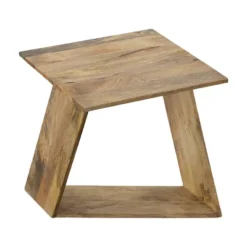 Square Top End Table With Illusion Wooden Frame Oak Brown - The Urban Port