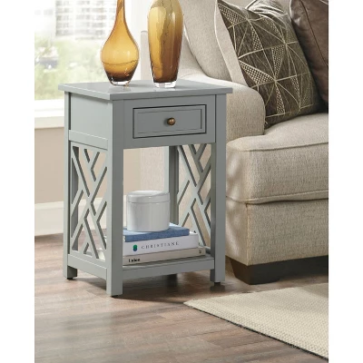 Middlebury Wood End Table With Drawer And Shelf Gray - Alaterre Furniture - Image 4