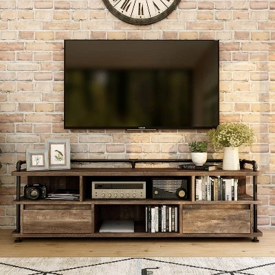 Nanum Multi Storage TV Stand For TVs Up To 70" Reclaimed Oak - MiBasics - Image 6