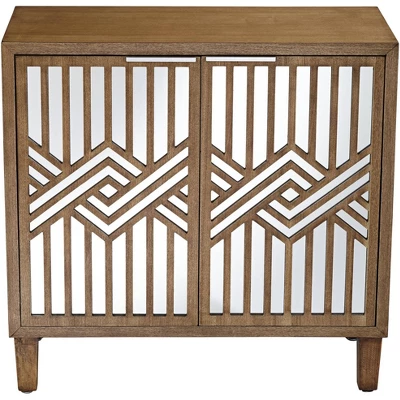 55 Downing Street Mason 33 3/4 Wide Oak Wood And Mirrored 2-Door Cabinet - Image 5