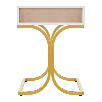 17.75" Rectangular Modern Glam Side Table With Drawer White/Gold - Danya B. - Image 18