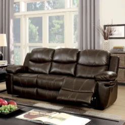 Orvis Bonded Leather Reclining Sofa Brown - HOMES: Inside + Out