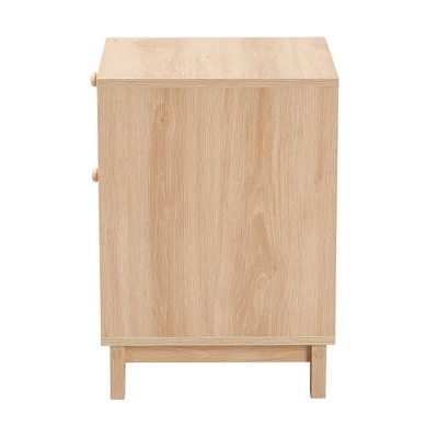 Elsbeth Wood And Natural Rattan 1 Drawer End Table Light Brown/Natural Brown - Baxton Studio - Image 4