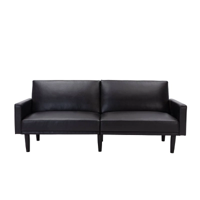 Faux Leather Futon Sofa With Arms Black - Room Essentials™ - Image 3