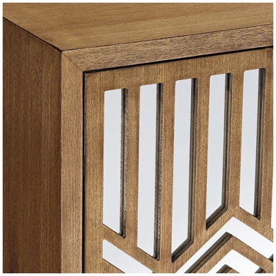 55 Downing Street Mason 33 3/4 Wide Oak Wood And Mirrored 2-Door Cabinet - Image 2