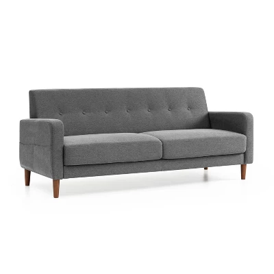Adair Mid-Century Modern Sofa Couch With Armrest Pockets Tufted Linen Fabric - Mellow - Image 7