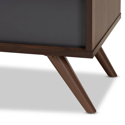 Naoki Wood TV Stand For TVs Up To 75" Gray/Walnut - Baxton Studio - Image 5
