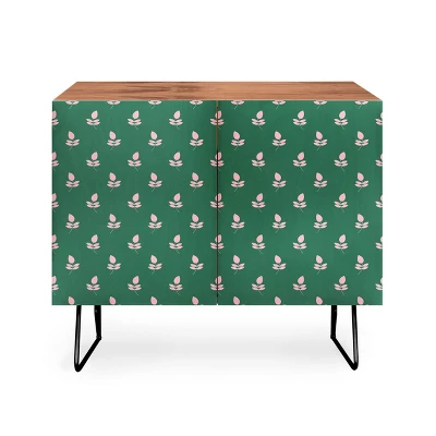 Maritza Lisa Retro Pink Leaf Pattern Credenza - Deny Designs - Image 5