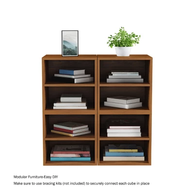 Hastings Home 2-Shelf Cube End Table, Brown - Image 2