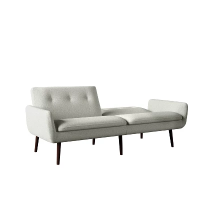 Xanic Channel Tufted Converta Couch Heather Gray Tweed - Handy Living - Image 3