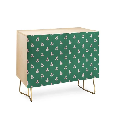 Maritza Lisa Retro Pink Leaf Pattern Credenza - Deny Designs - Image 2