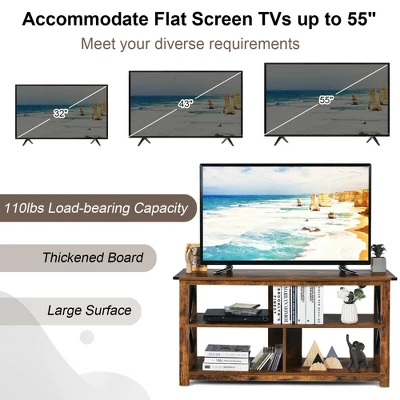 Costway Modern Farmhouse TV Stand Entertainment Center For TV's Up To 55'' W/Open Shelves - Image 6